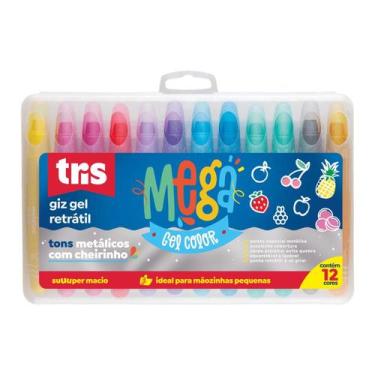 Imagem de Giz De Cera Tris Color Mega Gel 12 Cores Metálica