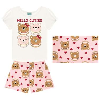 Imagem de Pijama 1/12 Kyly Blusa Off e Shorts Ursinhas Com Fronha - 2, Off white