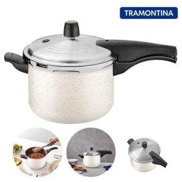 Imagem de Panela de Pressão Bege Creme Tramontina Vancouver 4.5 Litros Antiadere