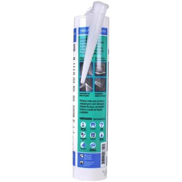 Imagem de Selante Acrílico Sela Trincas Adesivo Preenche e Veda Superfícies Branco Tekbond 425g