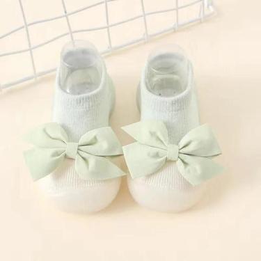Imagem de Sapatos De Bebê Respiráveis E Antiderrapantes Em Algodão Cardado, Meia