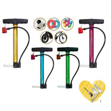 Imagem de Bomba de Ar Metal Para Encher Pneu Bicicleta Bolas e Boia 30cm Portáti