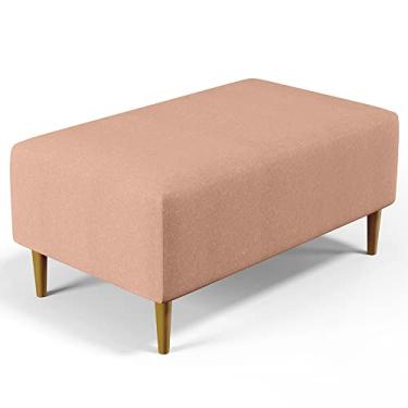 Imagem de Puff Decorativo Sala de Estar Cléo W01 Pés Palito 90 cm Linho Rosê - Lyam Decor