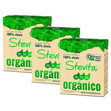Imagem de Kit 3 Adoçante Stevia Diatético Orgânico 50 sc Stevita 50mg