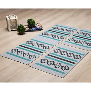 Imagem de Jogo Tapete Nova Delhi Cinza 3 Peças Chumbo/Tifany - Antiderrapante