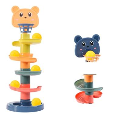 Imagem de Torre Deslizante De Trilha Divertida Multifuncional Para CriançAs, Tiro E Empilhamento De MúSica, MúSica GiratóRia, Brinquedos Educativos De Bola Rolante Para BebêS