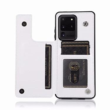 Imagem de Capa de telefone de luxo estilo carteira de couro empresarial para Samsung Galaxy S21 Ultra / S21 / S21 5G capa protetora, branca, para Galaxy S10E