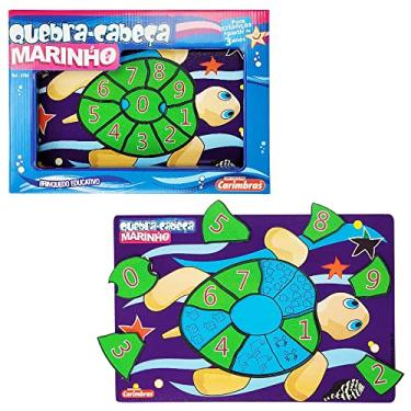 Imagem de Quebra Cabeça Infantil de Madeira MDF Com Números Marinho Carimbras