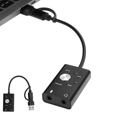 Imagem de Tipo-C para placa de som de áudio, adaptador de USB tecnologia de 3D multifuncional estéreo para OS X V9.0 para 2000/2003/XP/Vista/Windows 7/8