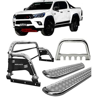 Imagem de Kit quebra mato+Estribo Chapa+Santo Ant H3 Hilux 16/20 CROMO