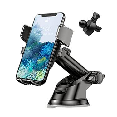 Imagem de Suporte de telefone para carro, suporte giratório de 360° para saída de ar no painel do para-brisa, universal para todos os celulares e mais dispositivos com ventosa e clipe