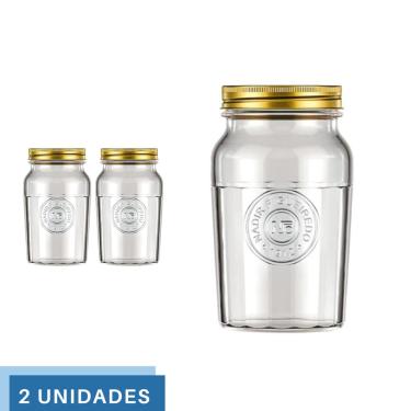 Imagem de 2 Pote Americano Mantimento Café Vidro Vintage 1L Nadir