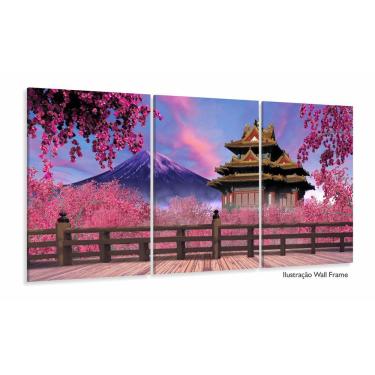 Imagem de Quadro Decorativo Japão Sakura Fuji 120x60 3pç