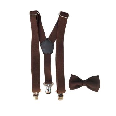 Imagem de Kit Suspensório E Gravata Borboleta Infantil Marrom