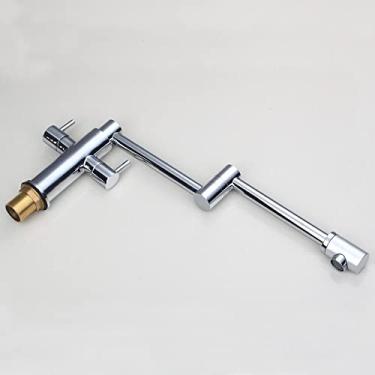 Imagem de Torneira giratória para pia de cozinha de manípulo único misturador quente e frio Torneira com acabamento cromado Latão dobrável montado em deck, 1