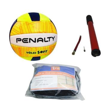 Imagem de Bola De Vôlei Oficial Penalty+Rede De Vôlei C/1 Faixa+Bomba