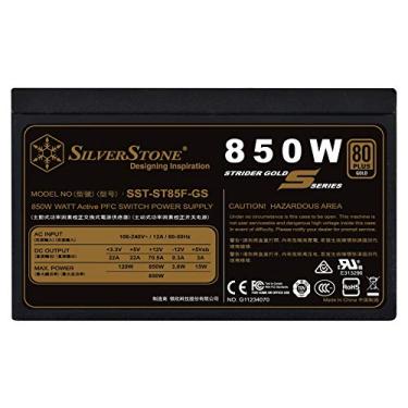 Imagem de SilverStone Technology Fonte de alimentação de computador 850W PSU totalmente modular com 80 Plus Gold e fonte de alimentação de design de 140 mm (SST-ST85F-GS-V2)