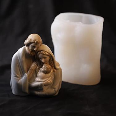 Imagem de Molde de presépio de 12,7 cm, molde de resina para bebê da família Jesus em resina molde de escultura de presépio molde de silicone para vela de resina, molde de vela de presépio molde de decoração de cena de Jesus