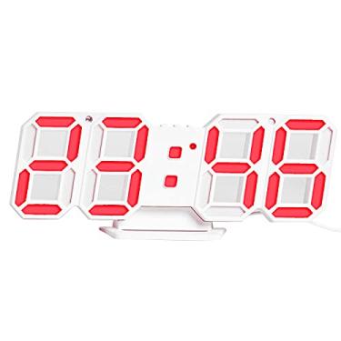 Imagem de Relógio Digital 3D LED Relógio Eletrônico de Mesa Relógio Despertador de Parede Relógios Incandescentes Vermelho