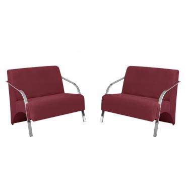 Imagem de Kit 2 Poltronas Namoradeira 2 Lugares Vênus Braço Alumínio D Salla Suede