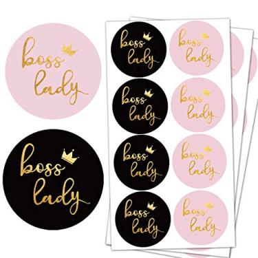 Imagem de Adesivos Boss Lady 3,8 cm, rosa e preto Boss Lady Decalque Vinil Adesivos para Negócios, Revendedores Online, boutiques, Caixa de Presente Decorações Suprimentos (504 peças)