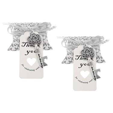 Imagem de Conjunto de 50 peças de abridores de chaves de esqueleto vintage para lembranças de casamento, Style 3 (Silver)