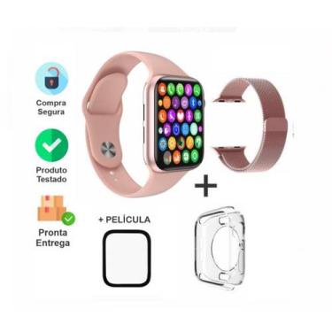 Imagem de Relógio Inteligente  Smart Watch W34s Case De Silicone Pelicula E Duas