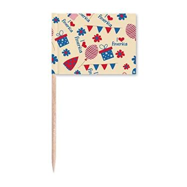 Imagem de USA Candy Gift Festival Flower Love Heart Toothpick Flags Marker Topper Party Decoration