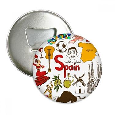 Imagem de Spain Landscap Animals Bandeira nacional abridor de garrafas ímã de geladeira emblema multifuncional