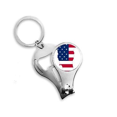 Imagem de Vermont USA Mapa Estrelas Listras Bandeira Forma Alicate de Unha Anel Chaveiro Abridor de Garrafas Cortador