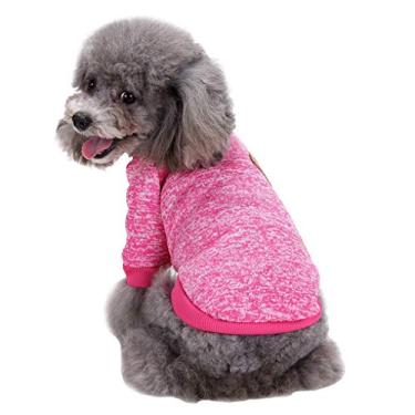 Imagem de (Pequeno, rosa vermelha) - Pet Dog Clothes Malhas Dog Sweater Suave engrossamento quente Filhote de cachorro Camiseta Winter Puppy Sweater para caes