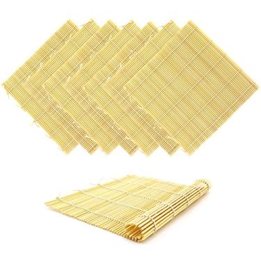 Imagem de (Set J : 8 Natural Bamboo Sushi Mats) - BambooMN 8x Natural Bamboo Sushi Making Rolling Mats 24cm x 24cm (Set J)