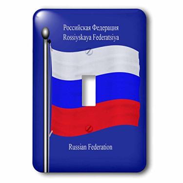 Imagem de 3dRose lsp_63198_1 A bandeira da Rússia em um fundo azul com a Federação Russa em inglês e russo