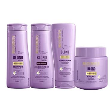 Imagem de Kit Blond Desamarelador Shampoo, Condicionador, Finalizador e Máscara 250g Bio Extratus