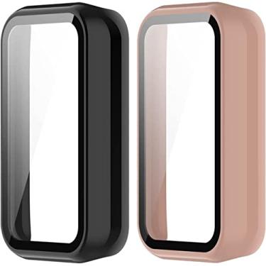 Imagem de Capa Case Bumper de Silicone Antiqueda Compatível com Amazfit Band 7 (Kit Preto + Transparente)