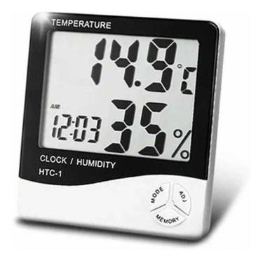 Imagem de Termo Higrômetro Medidor Temperatura Umidade Relógio Digital