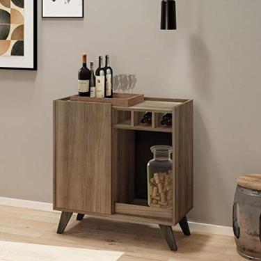 Imagem de Bar 1 Porta com Garrafeiro 76cm Illinois Estilare Madeirado