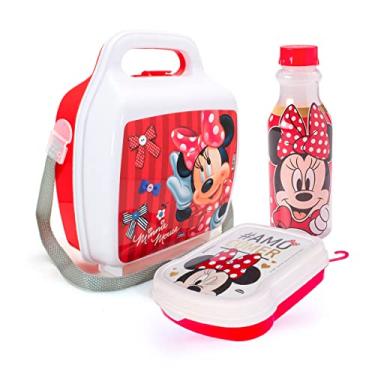 Imagem de Kit Lancheira Escolar Infantil com Porta sanduiche e Garrafinha para Suco COR:Minnie Vermelha