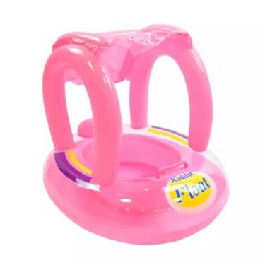 Imagem de Boia infantil com cobertura bebê piscina bote fralda (Rosa)