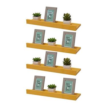 Imagem de Kit 4 Prateleiras Porta Quadros 40 x 15cm Amarela Suporte Invisível