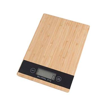 Imagem de balança de cozinha digital balança de cozinha balança portátil de cozimento de alimentos balanças de bambu, balanças eletrônicas digitais com função de descascamento de luz de fundo lcd