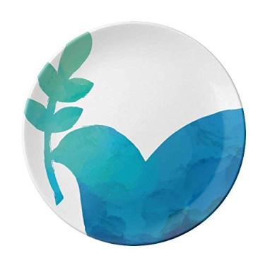 Imagem de Prato de porcelana decorativa com estampa de galho de oliva azul antiguerra Salver louças de jantar