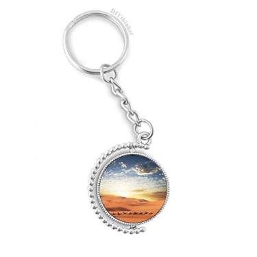 Imagem de Blue Sky Journey Silk Road Camel Deserto chaveiro giratório acessórios de disco clipe de corrente