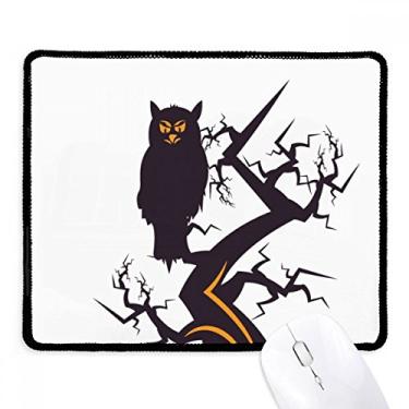 Imagem de Mousepad de borracha para jogos de Halloween com borda costurada e coruja com olhos de árvore