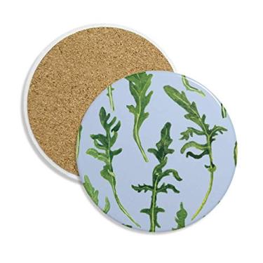 Imagem de Caneca de desenho de folhas de samambaia, caneca de porta-copos com proteção de mesa, pedra absorvente