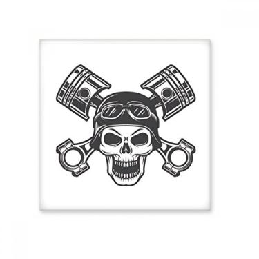 Imagem de Esqueleto luzes de motocicleta óculos padrão azulejo de cerâmica brilhante decalque vitrificado pedra adornada