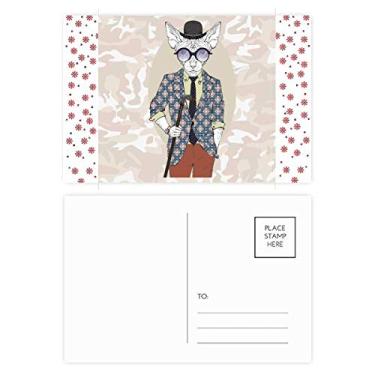 Imagem de Aquarela Roupas Adorável Ilustração Cão Natal Flor Celebração Cartão Postal Cartão Bênção Cartão de Correio