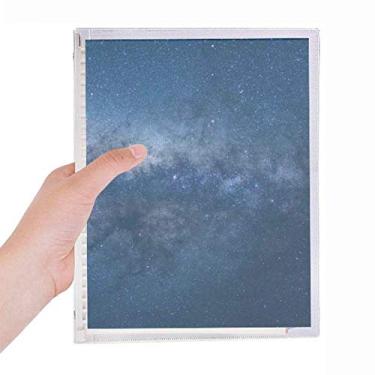 Imagem de Caderno de anotações Dark Galaxy Blue Stars Clouds com folhas soltas e diário recarregável