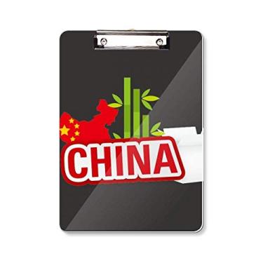 Imagem de China Mapa de bambu vermelho China Town, pasta, bloco de anotação, placa de apoio A4