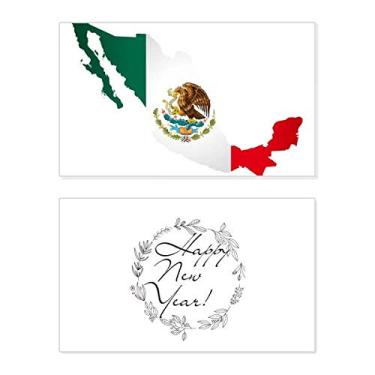 Imagem de Mapa do México Verde Vermelho Emblema Águia Comer Cobra Ano Novo Cartão de felicitações Mensagem Presente